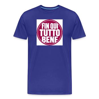 Jusqu’ici tout va bien. Tampon circulaire - T-shirt bio Premium Homme - bleu roi - Devant - Damien (186cm)
