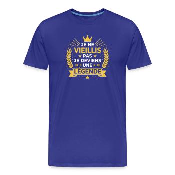 Je ne vieillis pas, je deviens légende - T-shirt bio Premium Homme - bleu roi - Devant - Damien (186cm)