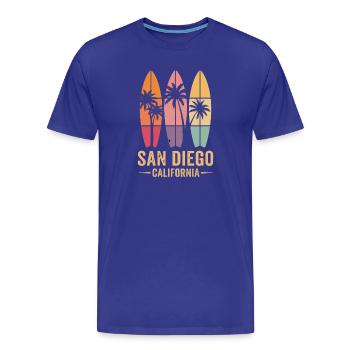 Surfer Palm Trees Retro San Diego - T-shirt bio Premium Homme - bleu roi - Devant - Damien (186cm)