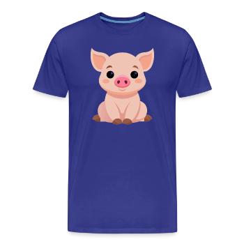 Petit cochon mignon - T-shirt bio Premium Homme - bleu roi - Devant - Damien (186cm)