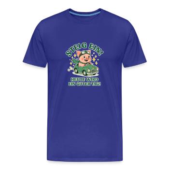 Steig ein Heute wird ein guter Tag - Männer Premium Bio T-Shirt - Königsblau - Vorne - Damien (186cm)