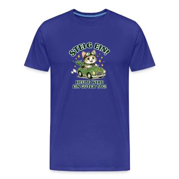 Katzenabenteuer im grünen Cabrio - Männer Premium Bio T-Shirt - Königsblau - Vorne - Damien (186cm)