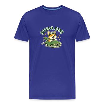 Montez à bord ! Corgi dans la voiture - T-shirt bio Premium Homme - bleu roi - Devant - Damien (186cm)