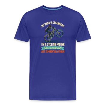 Papa Cycliste Légendaire VTT Rétro - T-shirt bio Premium Homme - bleu roi - Devant - Damien (186cm)