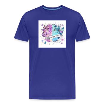Soyez bienveillant avec votre esprit – Cœur de papillon - T-shirt bio Premium Homme - bleu roi - Devant - Damien (186cm)