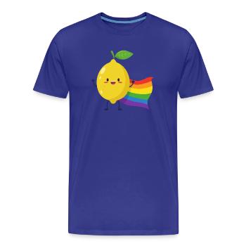 Citron avec une cape arc-en-ciel - T-shirt bio Premium Homme - bleu roi - Devant - Damien (186cm)