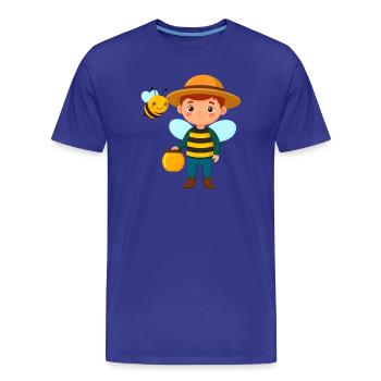 Garçon comique en apiculteur avec abeille et miel – motif - T-shirt bio Premium Homme - bleu roi - Devant - Damien (186cm)
