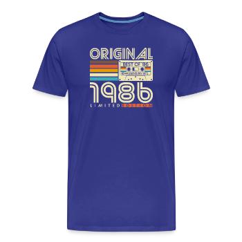 Original 1986 Vintage Vintage Anniversaire Rétro - T-shirt bio Premium Homme - bleu roi - Devant - Damien (186cm)