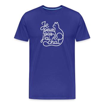 Je peux pas, j'ai chat - T-shirt bio Premium Homme - bleu roi - Devant - Damien (186cm)