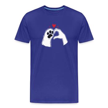 T-shirt Amour de Chat Patte Main Coeur - T-shirt bio Premium Homme - bleu roi - Devant - Damien (186cm)