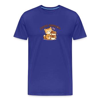 Peluche chat KaffePaws avec gobelet - T-shirt bio Premium Homme - bleu roi - Devant - Damien (186cm)