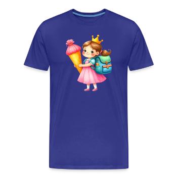Petite Princesse à la couronne & cône d’école – École - T-shirt bio Premium Homme - bleu roi - Devant - Damien (186cm)
