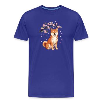 Shiba Inu Cherry Blossom Sakura Doge - Men's Premium Organic T-Shirt - royal blue - Front - Damien (186cm)