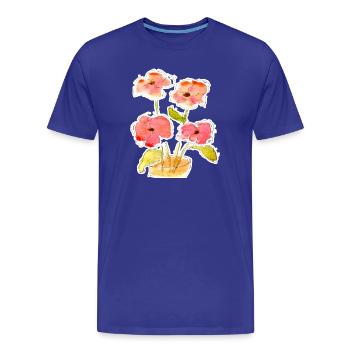 Bouquet de fleurs aquarellé - T-shirt bio Premium Homme - bleu roi - Devant - Damien (186cm)