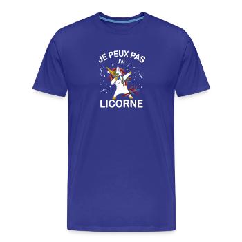 Je Peux Pas J'ai Licorne - T-shirt bio Premium Homme - bleu roi - Devant - Damien (186cm)
