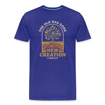 New Creation 2 Cor 5:17 Vintage Rebirth - Men's Premium Organic T-Shirt - royal blue - Front - Damien (186cm)