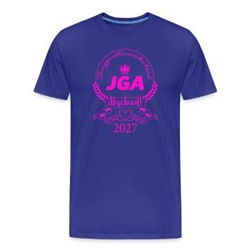 JGA Abschied 2027 Pink Crown - Männer Premium Bio T-Shirt - Königsblau - Vorne - Damien (186cm)