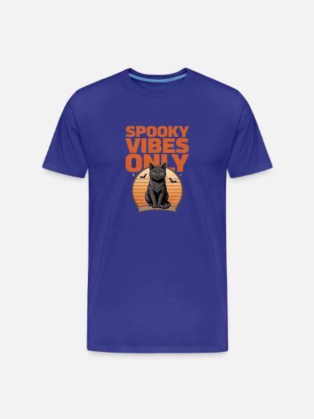 Black Cat Halloween – Spooky Vibes Only - Men's Premium Organic T-Shirt - royal blue
