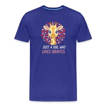 Mädchen liebt Giraffen Herz-Illustration - Männer Premium Bio T-Shirt - Königsblau - Vorne - Damien (186cm)