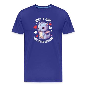 Juste une fille qui aime les dragons - T-shirt bio Premium Homme - bleu roi - Devant - Damien (186cm)