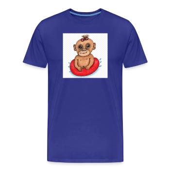 Kleiner Affe auf rotem Schlauchboot - Männer Premium Bio T-Shirt - Königsblau - Vorne - Damien (186cm)