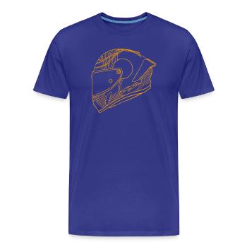 Neon Orange Helm - Visier  - Männer Premium Bio T-Shirt - Königsblau - Vorne - Damien (186cm)