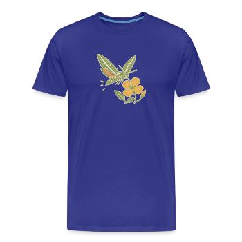Liner Hawkmoth & Evening Primrose - Men's Premium Organic T-Shirt - royal blue - Front - Damien (186cm)