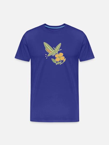 Liner Hawkmoth & Evening Primrose - Men's Premium Organic T-Shirt - royal blue