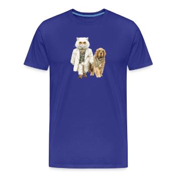 Old Money Cat – Elegance on Velvet Paws - Men's Premium Organic T-Shirt - royal blue - Front - Damien (186cm)
