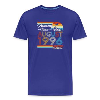 August 1996 Vintage Retro Birthday Gift - Men's Premium Organic T-Shirt - royal blue - Front - Damien (186cm)