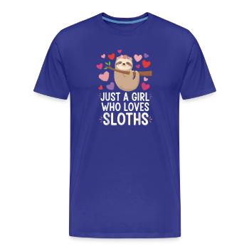 Une seule fille aime les paresseux - T-shirt bio Premium Homme - bleu roi - Devant - Damien (186cm)
