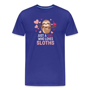 L’amour paresseux : Juste une fille paresseuse - T-shirt bio Premium Homme - bleu roi - Devant - Damien (186cm)