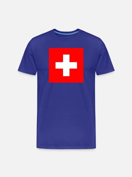 Swiss flag: white cross on red - Men's Premium Organic T-Shirt - royal blue