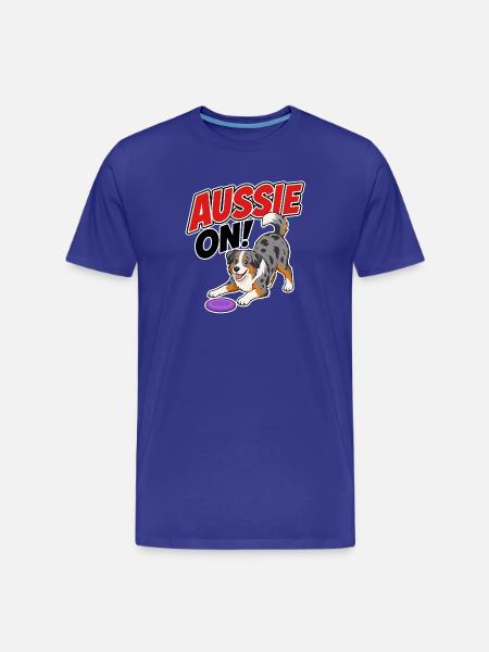 Aussie On! Playful Frisb Dog - Men's Premium Organic T-Shirt - royal blue