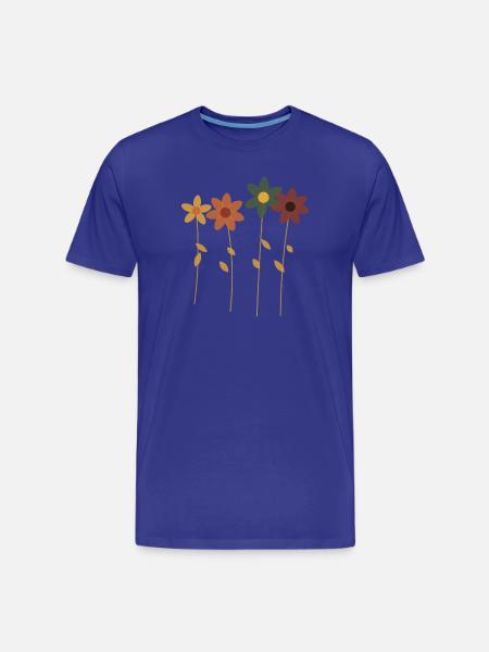 Retro Flowers in Row - Men's Premium Organic T-Shirt - royal blue