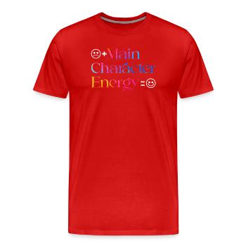 Main Character Energy smilie - Men's Premium Organic T-Shirt - red - Front - Damien (186cm)