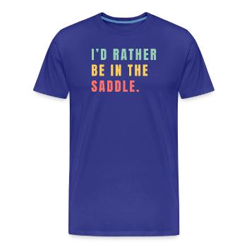 Je préfère être en selle - T-shirt bio Premium Homme - bleu roi - Devant - Damien (186cm)