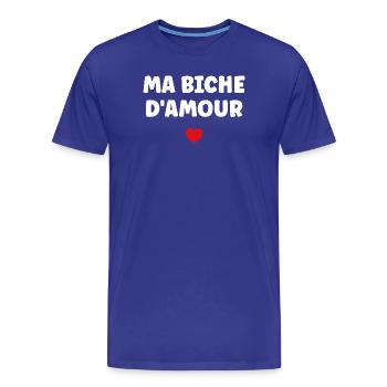Ma Biche d'Amour Coeur Rouge - T-shirt bio Premium Homme - bleu roi - Devant - Damien (186cm)