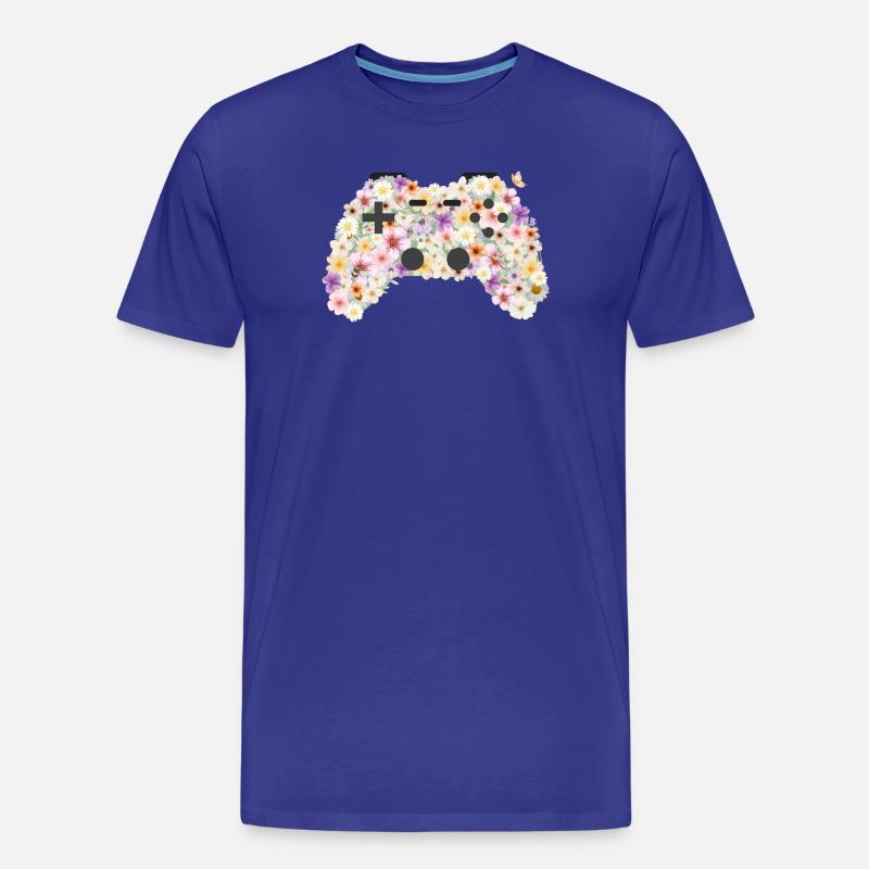 Floral Gamepad: Blütenkunst Controller - Männer Premium Bio T-Shirt - Königsblau