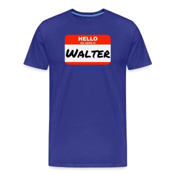 Bonjour, je m’appelle Walter Étiquette Étiquette Étiquette - T-shirt bio Premium Homme - bleu roi - Devant - Damien (186cm)