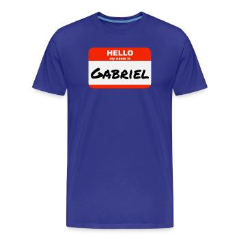 Bonjour, je m’appelle Gabriel Étiquette Nom Tag - T-shirt bio Premium Homme - bleu roi - Devant - Damien (186cm)