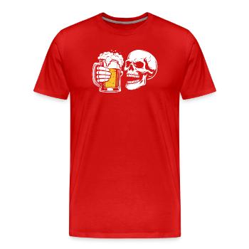 Skull with Beer Mug – Beer & Skull Shirt - Men's Premium Organic T-Shirt - red - Front - Damien (186cm)