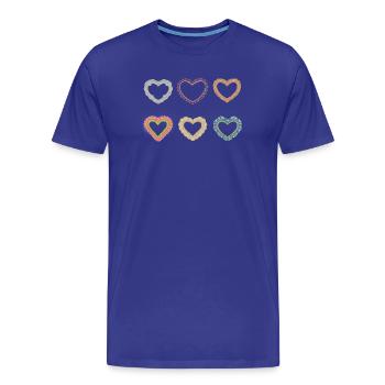 Cœurs en dentelle en filigrane - T-shirt bio Premium Homme - bleu roi - Devant - Damien (186cm)