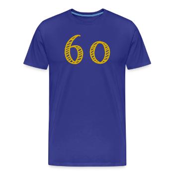 60. 60 ANS. 60e ANNIVERSAIRE. ANNIVERSAIRE 60 ANS. - T-shirt bio Premium Homme - bleu roi - Devant - Damien (186cm)