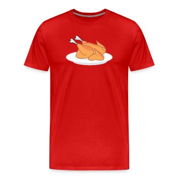 Ganzes Hähnchen auf dem Teller – für Hähnchen-Liebhaber - Männer Premium Bio T-Shirt - Rot - Vorne - Damien (186cm)
