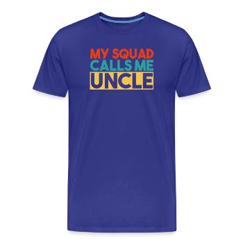 Mein Team nennt mich Onkel Spaßige bunte Typografie - Männer Premium Bio T-Shirt - Königsblau - Vorne - Damien (186cm)