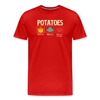 Kartoffeln kochen Püree Eintopf Thanksgiving Zitat - Männer Premium Bio T-Shirt - Rot - Vorne - Damien (186cm)