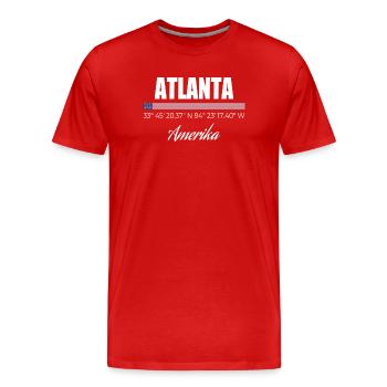 Atlanta - Männer Premium Bio T-Shirt - Rot - Vorne - Damien (186cm)
