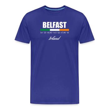 Belfast - T-shirt bio Premium Homme - bleu roi - Devant - Damien (186cm)