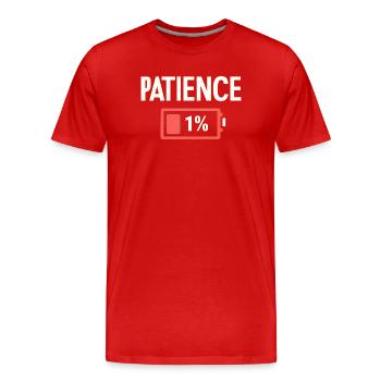 Geduld 1% Niedriger Akku Lustiger Sarkasmus - Männer Premium Bio T-Shirt - Rot - Vorne - Damien (186cm)